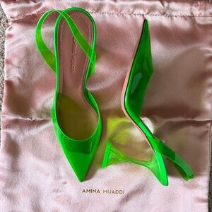 Amina Muaddi Neon Green Heels nwt size 5 (35)